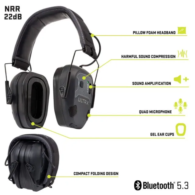 Allen 4109 ULTRX Bionic Fuse Bluetooth Earmuff Midnight Gray - View 2