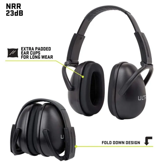 Allen 4127 Ultrx Sound Blocker Earmuff, 23dB NRR, Black, Foldable Design - View 2