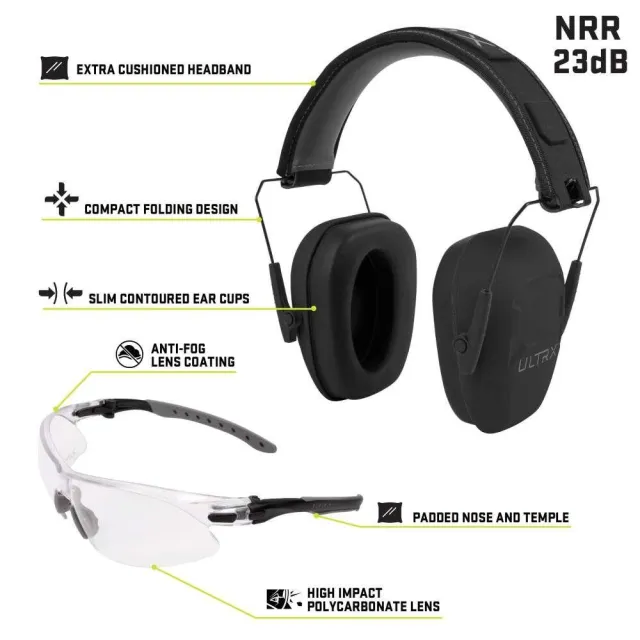 Allen Company 4157 ULTRX Shield Ear/Eye Combo MidGrey NRR 23dB - View 2