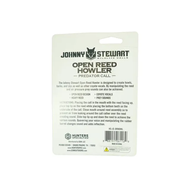 HS Precision Johnny Stewart Open Reed Howler Predator Mouth Call - View 2