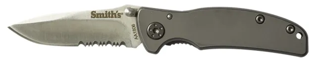 Smith's Titania I Folding Drop Point Part Serrated Satin Titanium Coated Stainless Steel Blade - View 2