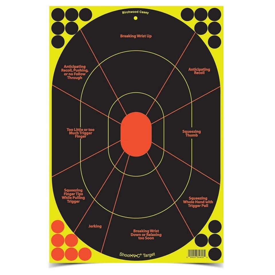 Birchwood Casey Shoot-N-C 12x18 Handgun Trainer Targets Chartreuse 3-Pack - View 2