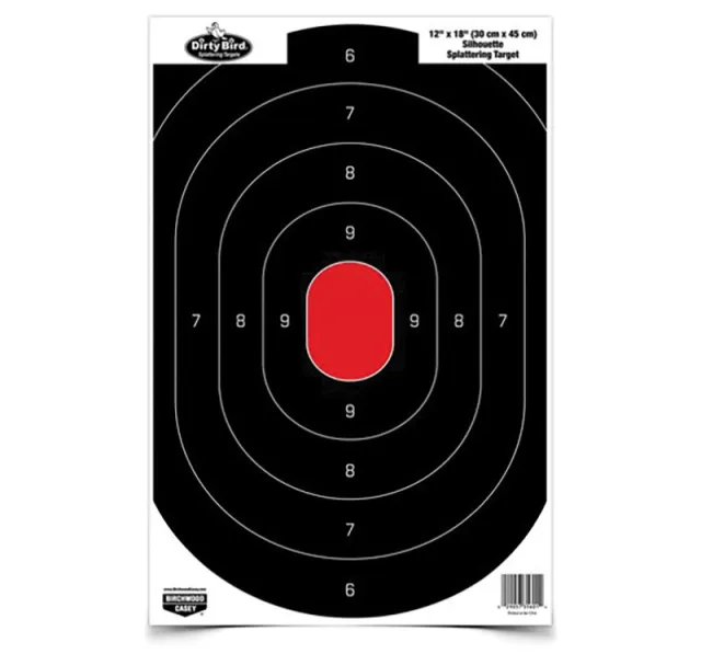 Birchwood Casey Dirty Bird Silhouette Tagboard Hanging Pistol 12" x 18" Black/Red 100 Per - View 2