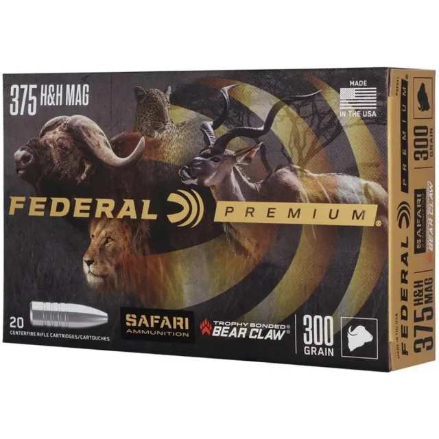 Federal Premium Safari Cape-Shok P375T1 375 H&H Mag 300 gr Trophy Bonded Bear Claw (TBBC) Ammo 20 Per Box/ 10 Cs - View 2