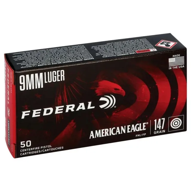 Federal AE9FP 9mm Luger 147 Grain FMJ Flat Point 50 Rounds per Box - View 2