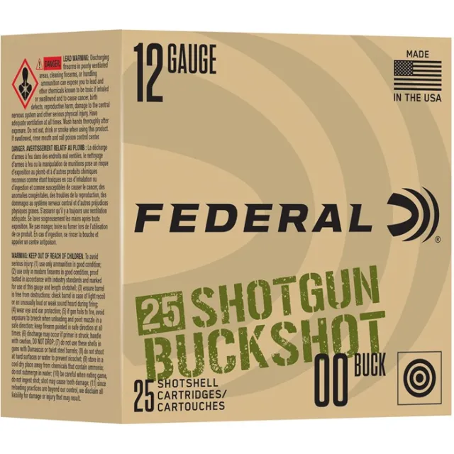 Federal 12GA 2 3/4 IN MAX 9 PELLET 00 BUCKSHOT 1325 FPS 25 F12BK25 00 - View 2