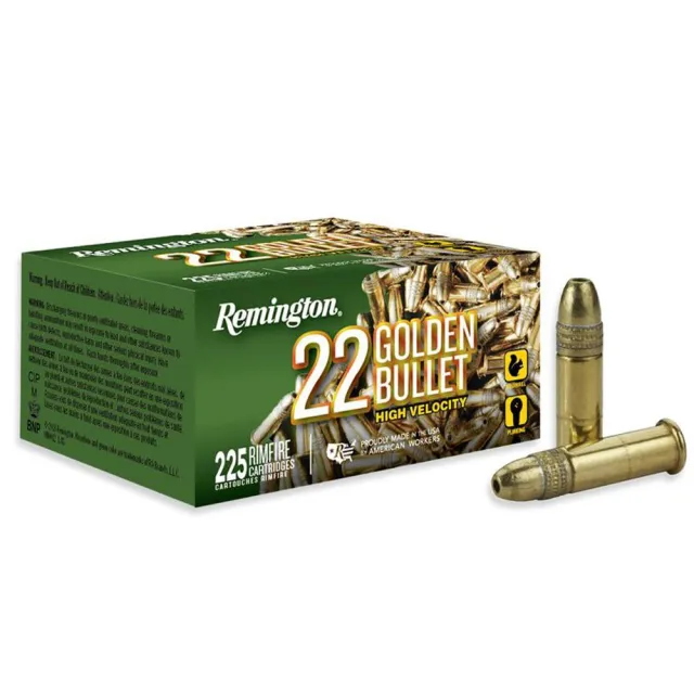 Remington Golden Bullet 22 LR, 36 Grain HP, 225 Rounds - High Velocity, Brass Cased Rimfire Ammo - View 2