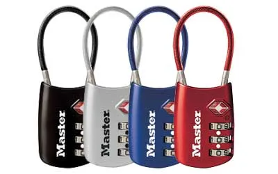 MasterLock 4688D Flexible Combination Shackle Lock Blue Red Silver - View 2