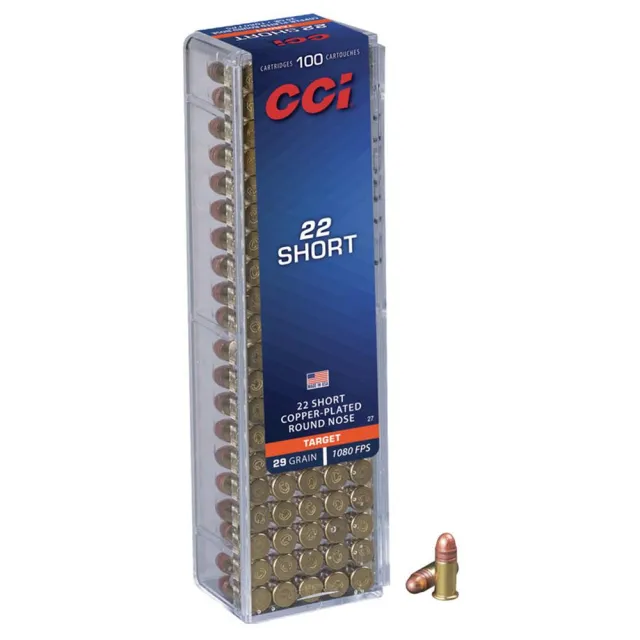 CCI/Speer High Velocity Ammo 22S 29Gr Gilded Lead Roundnose 100 5000 (0027) - View 2