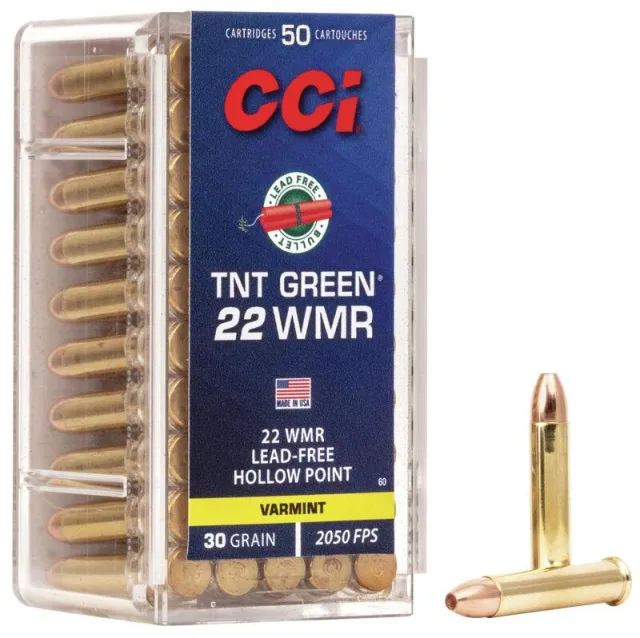 CCI .22 WMR 30gr TNT Green HP Ammo 50 Rounds 0060 - Varmint Performance - View 2
