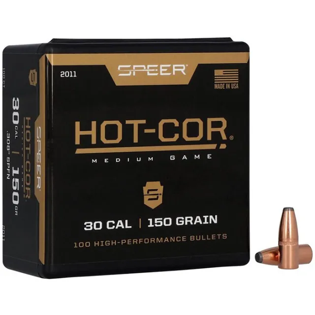 Speer 2011 Hot-Cor 30 Caliber .308 150gr Soft Point Flat Nose 100ct - View 2