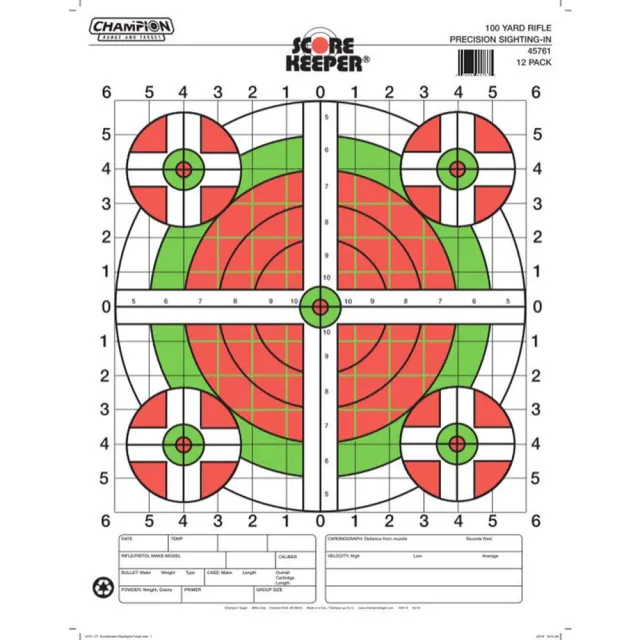 Champion Targets 45761 100 Yards Rifle Sight In 12 Pack Green Orange - View 2