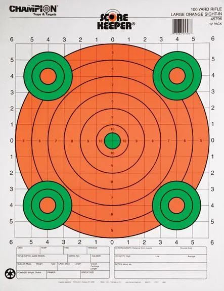 Champion Score Keeper 45796 Sight-In Target Green/Orange 12 Pack - View 2