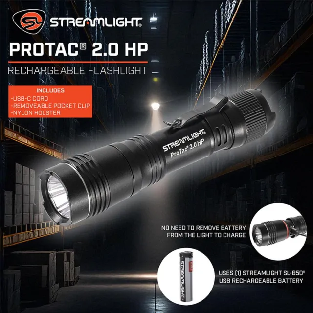 Streamlight 89023 ProTac 2.0 HP Black 100/550/2000 Lumens 262 Meters Beam Distance - View 2