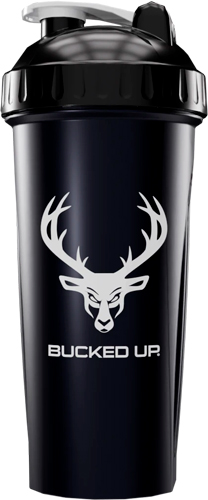 Bucked Up 28oz BPA Free Shaker Bottle Black & White Leak Free - View 2
