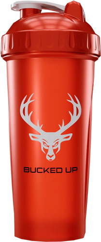 Bucked Up 28oz BPA-Free Shaker Bottle Red & White Leak-Free - View 2