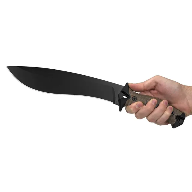 Kershaw 1077TAN CAMP 10 Machete: 10in Fixed Blade, 65Mn Carbon Steel, Full Tang, Tan Handle - View 2