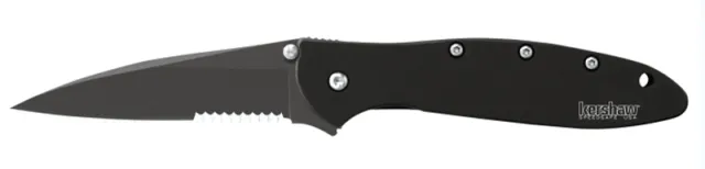Kershaw 1660CKTST Leek 3 in Modified Drop Point Part Serrated Black DLC - View 2