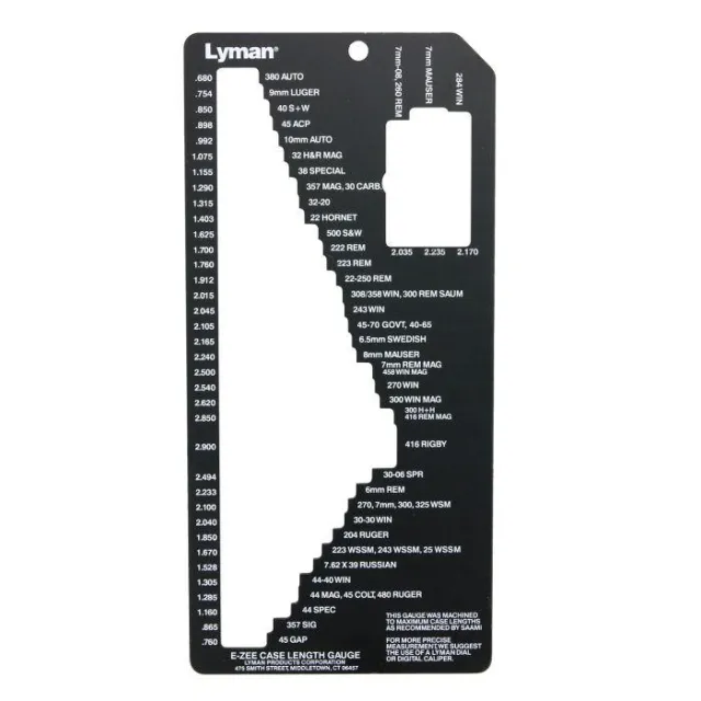 Lyman E-Zee Case Length Gauge 1 for Over 70 Rifle/Pistol Cases - View 2