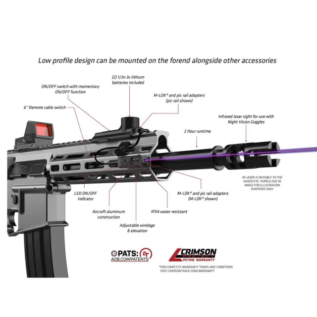 Crimson Trace Rail Master MTL Green/IR Anodized Aluminum M-LOK/Picatinny - View 2