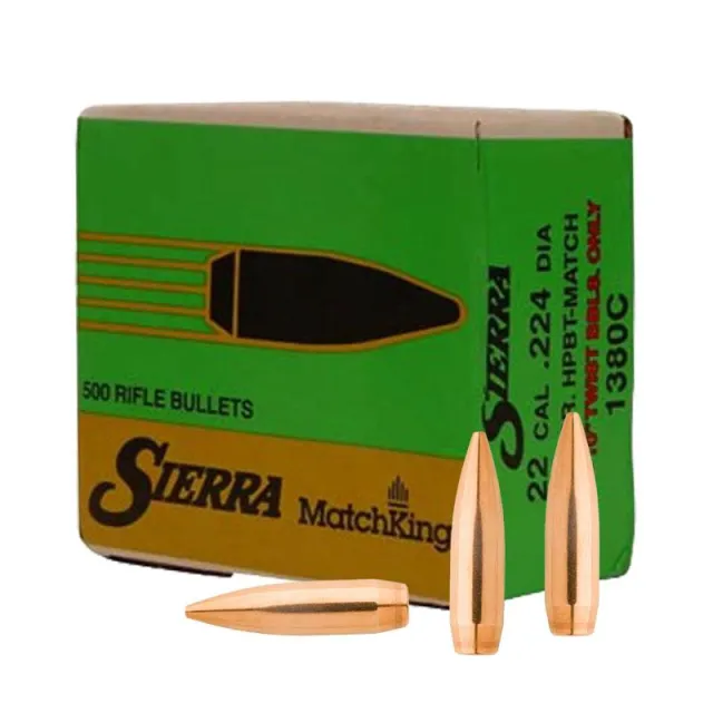 Sierra MatchKing Bullets (500/ct) .22 cal .224 69 gr HPBT MATCH - Designed for Service Rifle competition in the M16A2/AR-15A2. - View 2