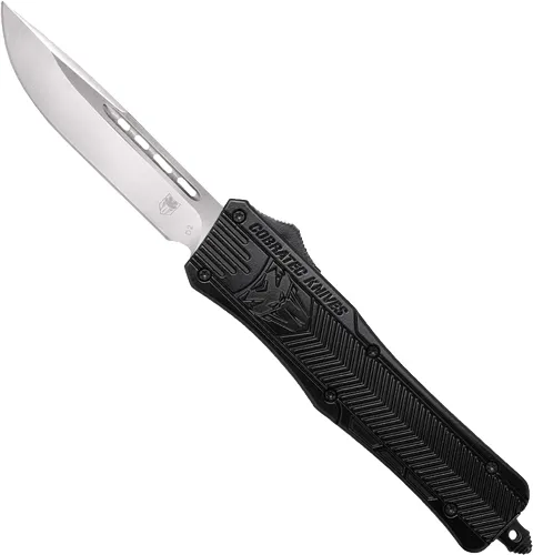 CobraTec MBCTK-1MDNS 3" Drop Point OTF Knife, D2 Steel, Black Handle - View 2