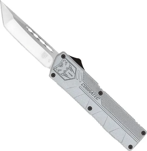 CobraTec Knives Lightweight OTF Knife GYCTLWTNS 3.25 In D2 Tanto Grey - View 2