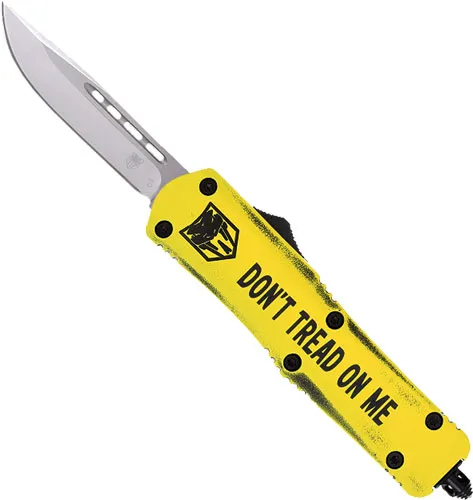 CobraTec Knives FS-3 MDTOMFS3DNS 3 In D2 OTF Yellow Cerakote Handle - View 2