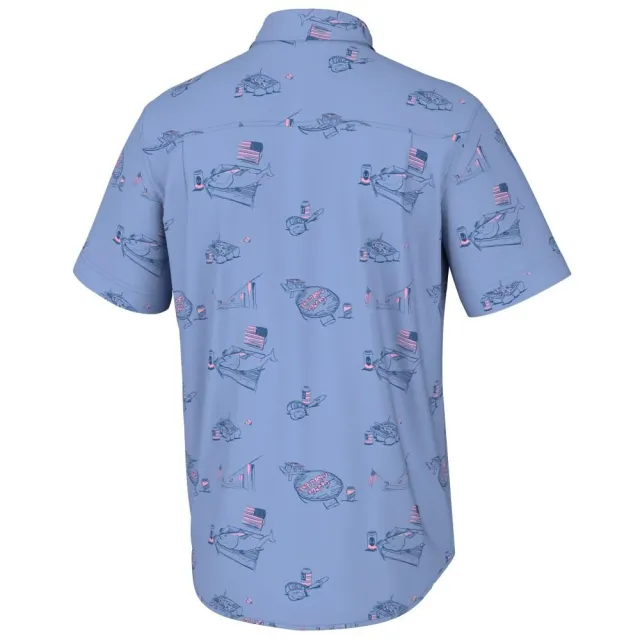 Huk H1500198-445-L Americookin Kona Short Sleeve Shirt Quiet Harbor L - View 2