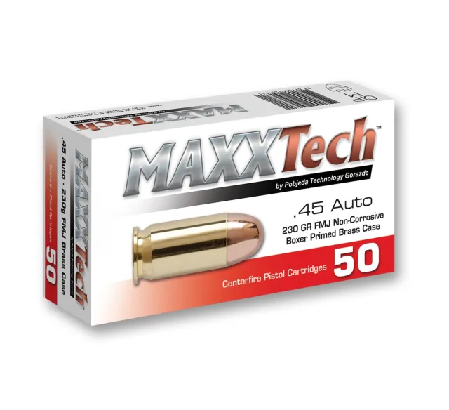 Maxxtech Ptgb45b Brass Pistol 45Acp 230Gr Full Metal Jacket 50 PER Box/10 - View 2