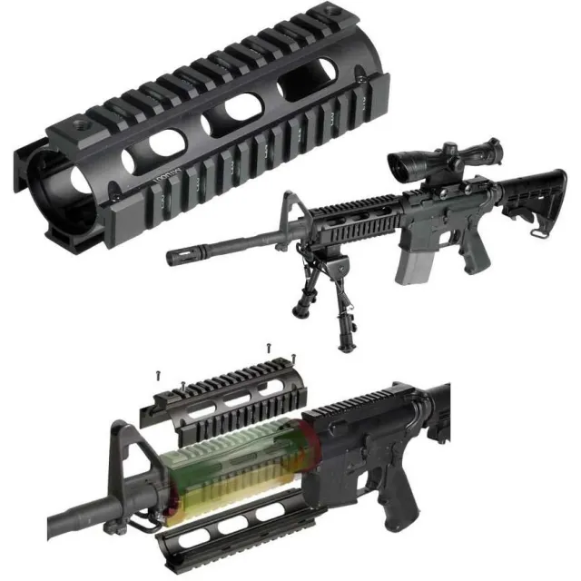 UTG Pro MTU001 Quad Rail Handguard Drop-In Aluminum Black Anodized... - View 2
