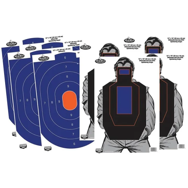 Birchwood Casey Dirty Bird Combo 12x18 4-Blue/Orange Oval & 4-Bad Guy IPSC - View 2