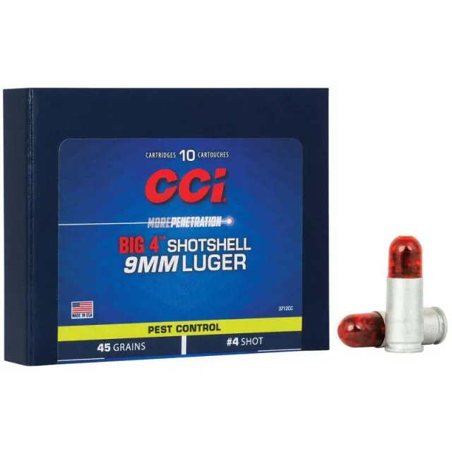 CCI 3712CC 9mm Luger 45gr #4 Lead Shot 10 Rounds Box - View 2