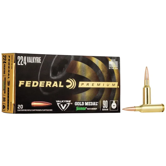 Federal Premium Gold Medal .224 Valkyrie 90gr Sierra MatchKing BTHP 20 Rds - View 2