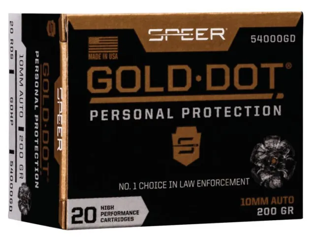 Speer 54000GD Gold Dot 10mm 200gr Hollow Point Ammo 20 Rounds - View 2