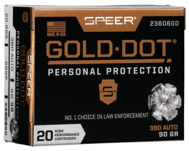 Speer 23606GD Gold Dot 380ACP 90gr Hollow Point 20 Rounds - View 2