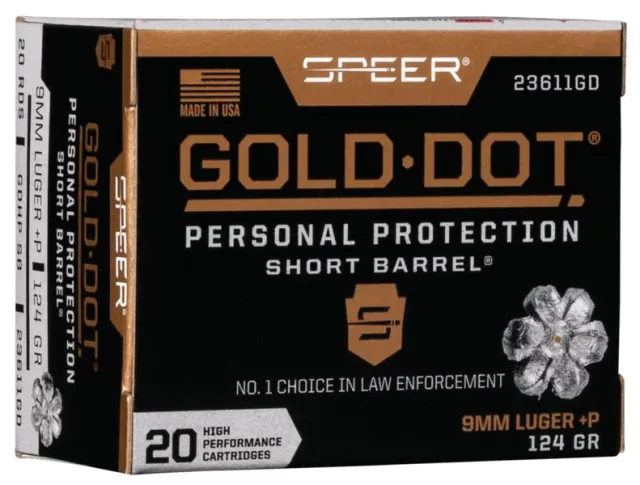 Speer 23611GD Gold Dot 9mm Luger +P 124gr HP 20 Rounds - View 2