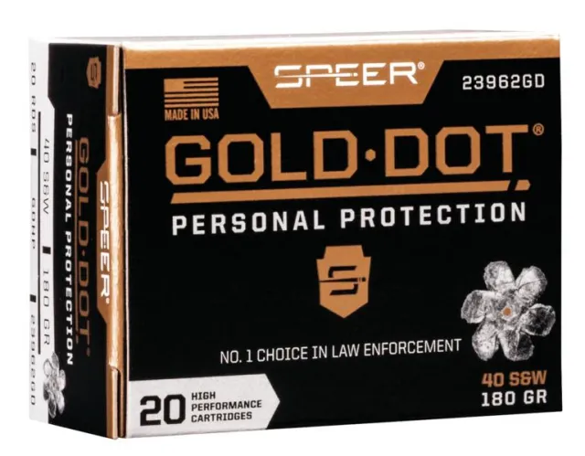 Speer 23962GD Gold Dot 40 S&W 180gr Hollow Point 20 Rounds Box - View 2