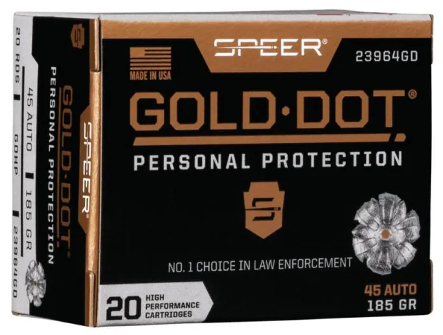 Speer 23964GD Gold Dot 45ACP 185gr Hollow Point 20 Rounds Box - View 2
