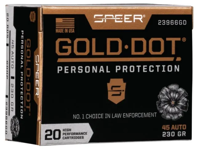 Speer 23966GD Gold Dot 45ACP 230gr Hollow Point Ammo 20/Box - View 2