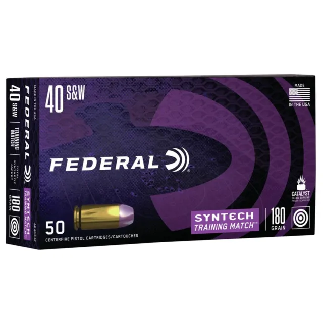Federal AE40SJ2 Syntech Training Match 40 S&W 180 Grain, TSJ Flat Nose, 50 Rounds Centerfire Pistol Ammunition - View 2