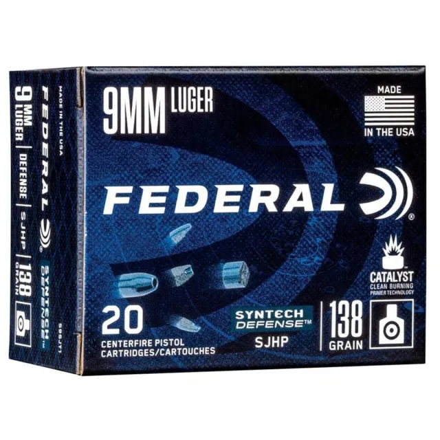 Federal S9SJT1 Syntech Defense 9mm 138gr JHP Ammo 20 Rounds - View 2