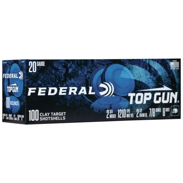 Federal Premium Top Gun 20 Gauge 2.75" 7/8oz #8 Shot 100 Rounds - View 2