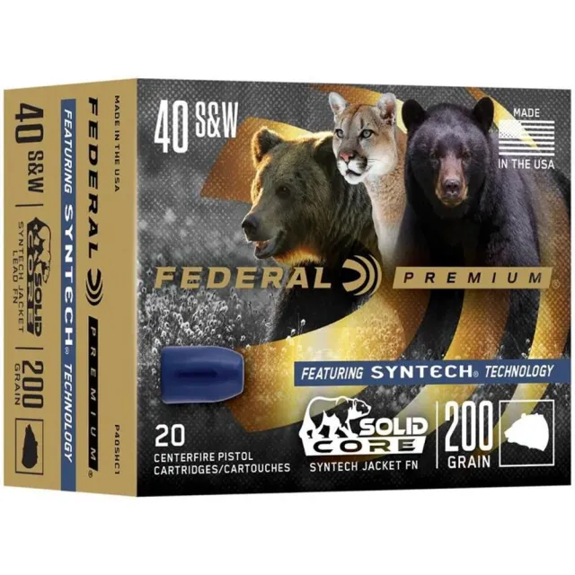 Federal P40SHC1 Premium .40 S&W 200gr Solid Core Ammo 20 Rounds - View 2