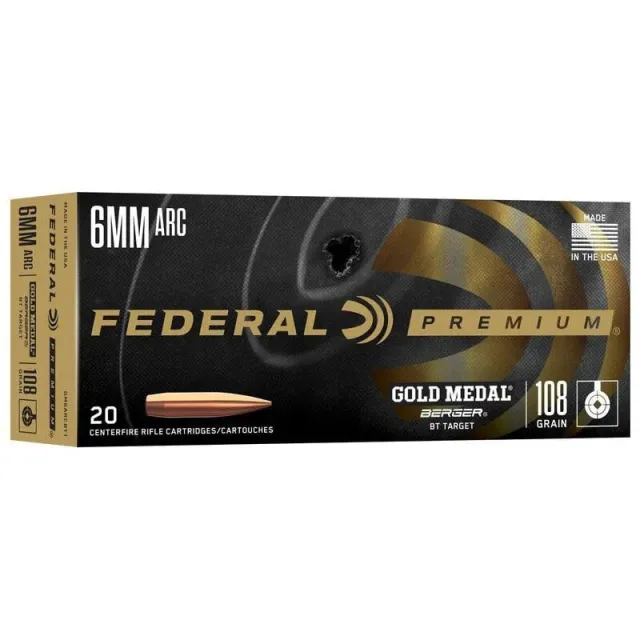 Federal GM6ARCBT1 Gold Medal 6mm ARC 108gr Berger 20 Rounds - View 2