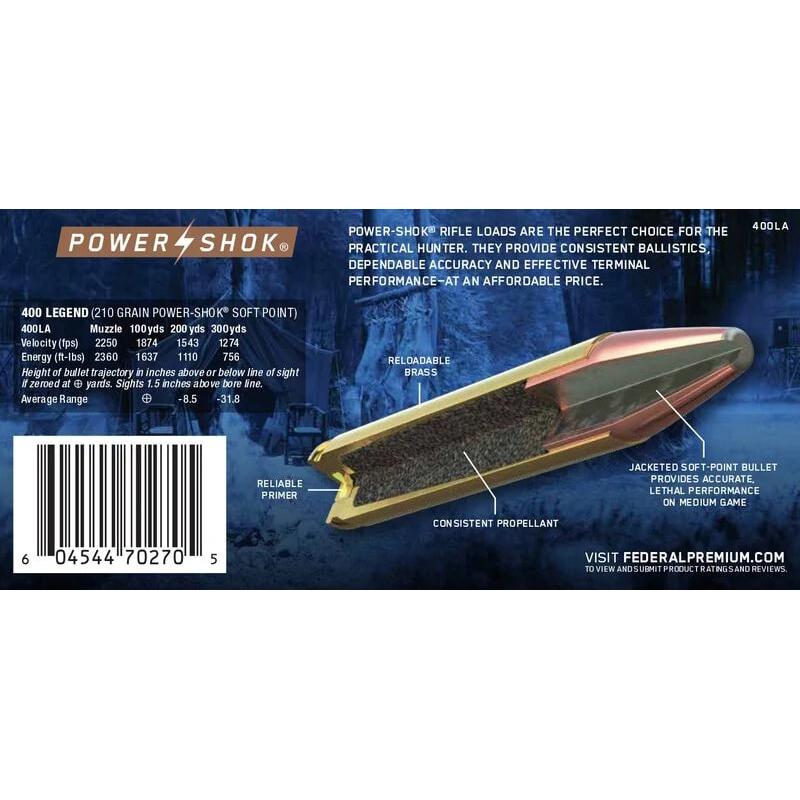 Federal 400LA Power-Shok 300WSM 210gr Soft Point 20 Per Box/10 Case - View 2