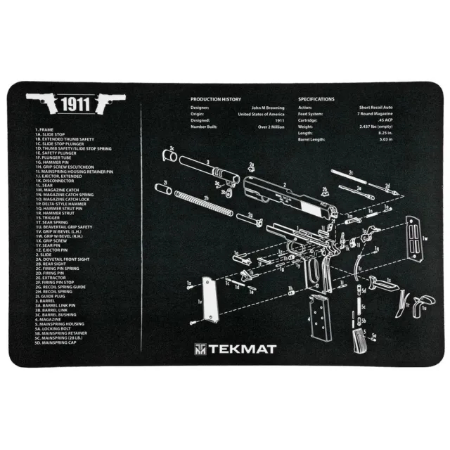TekMat 1911 Pistol Mat 11"x17" Microfiber TekTowel Black Packed In Tube - View 2
