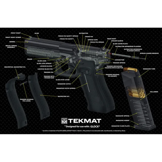 TekMat Glock 17 Gen4 Armorer's Mat 11x17 3D Cutaway Oil Resistant - View 2
