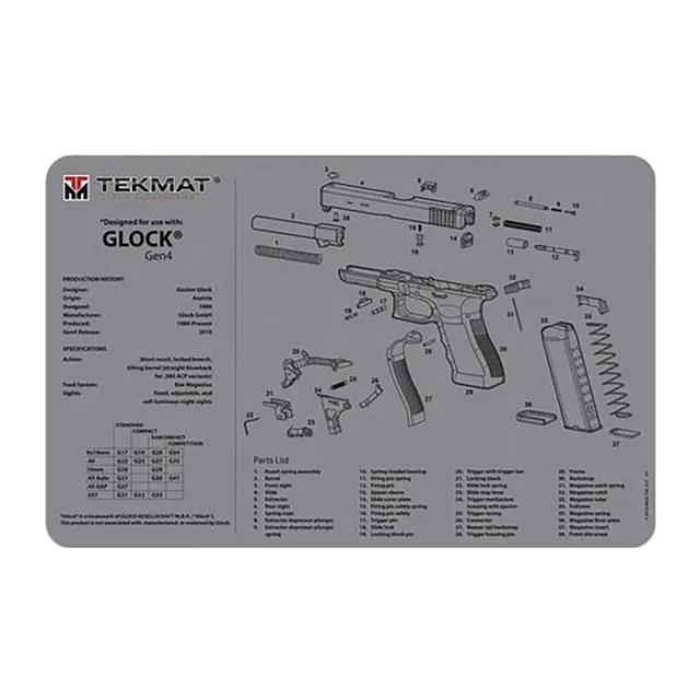 TekMat Glock Gen 4 Cleaning Mat Gray Rubber 11"x17" - View 2