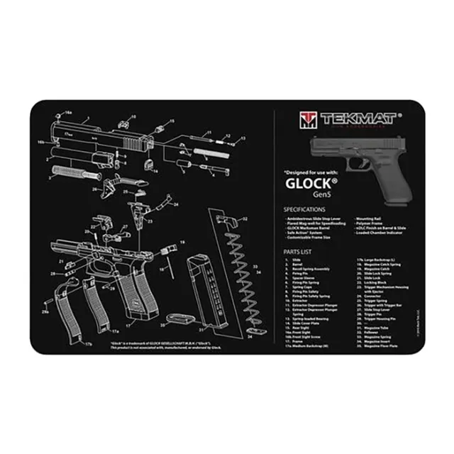 TekMat Glock Gen5 Armorer's Bench Mat 11x17 Inch Neoprene with Exploded View Design - View 2